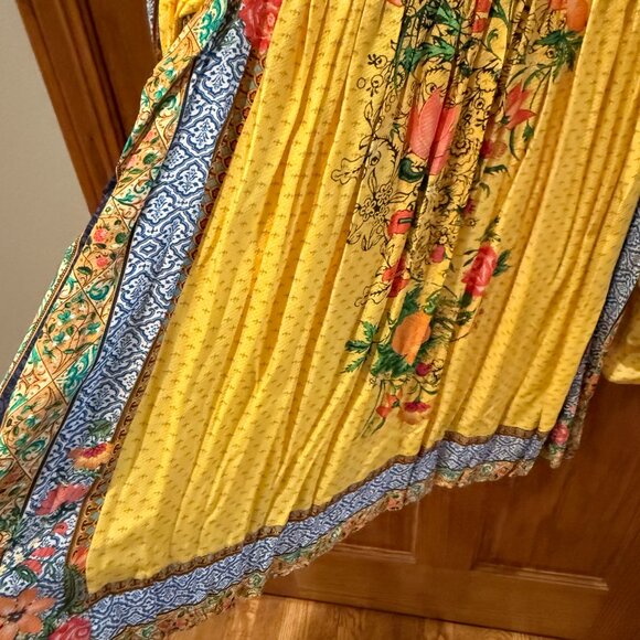 Farm Rio Yellow Floral Print Mini Dress, SZ L - Picture 3 of 7